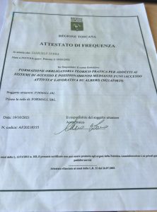 Attestato corso "Accesso attività lavorativa su alberi" Verde + Verde